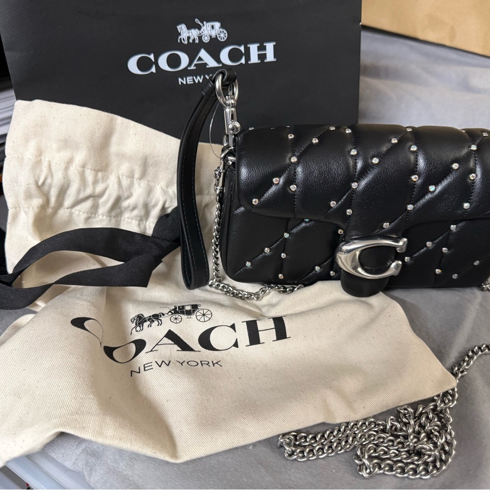 Coach Tabby Mini Crystal Quilted Leather Crossbody/Wristlet NWOT